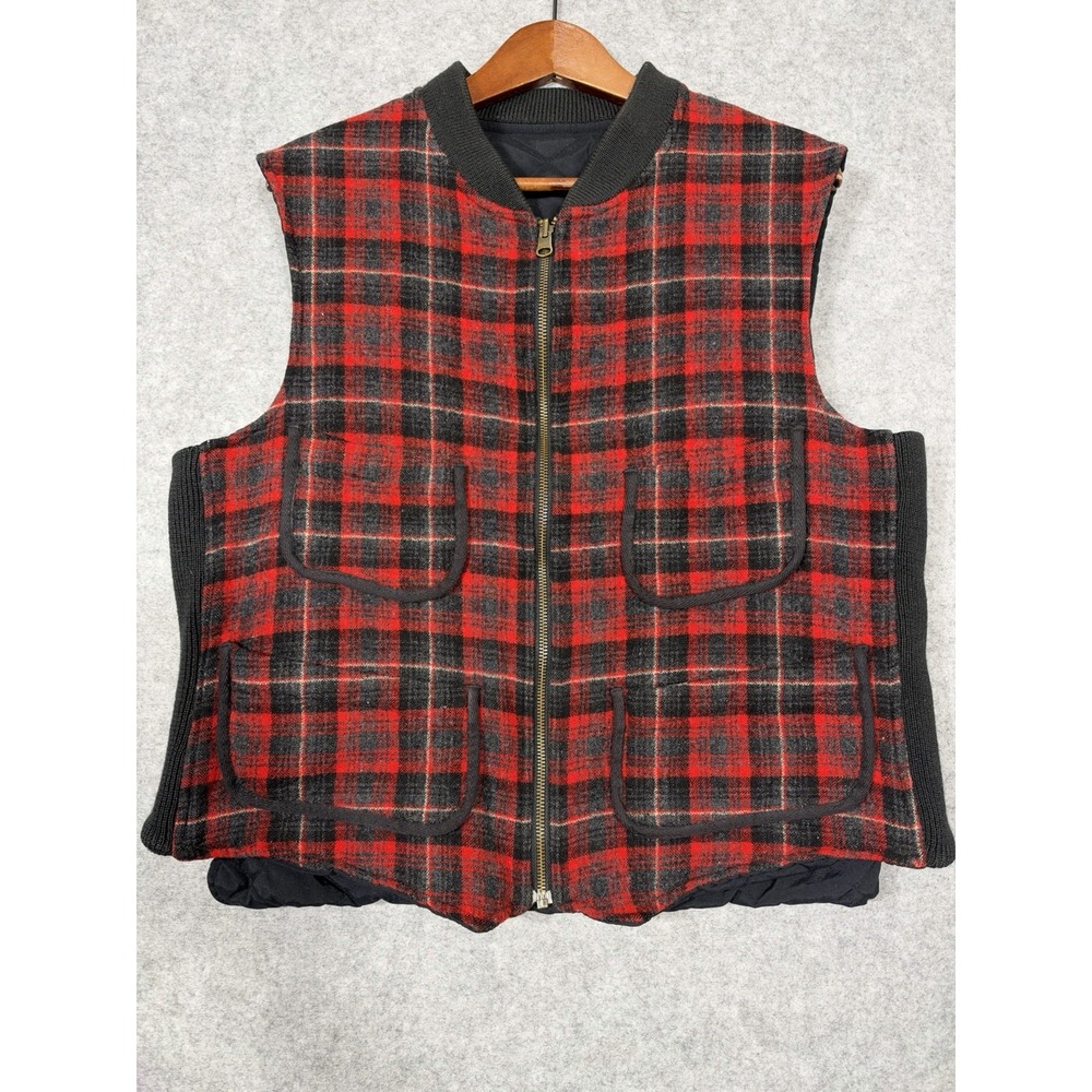 Vintage Ralph Lauren Vest Mens Medium Red Plaid Wool Reversible Polo Sport 90s